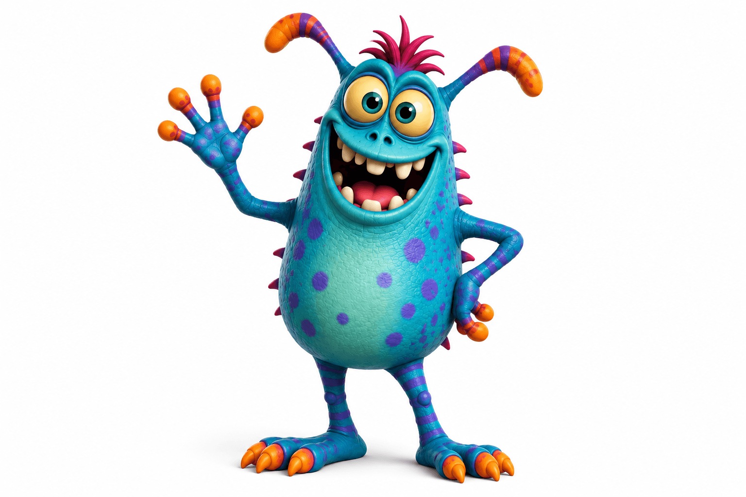 Funny Blue Cartoon Monster